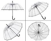 Uzun Saplı Şeffaf Kubbe Şekilli Şemsiye Yüksek Mukavemetli Esneklik Rüzgar Geçirmez Tedarikçi