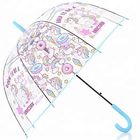 Kolay Açık Şeffaf Plastik Yağmur Şemsiyeleri 23 inç 8 Kaburga Dijital baskı Tedarikçi