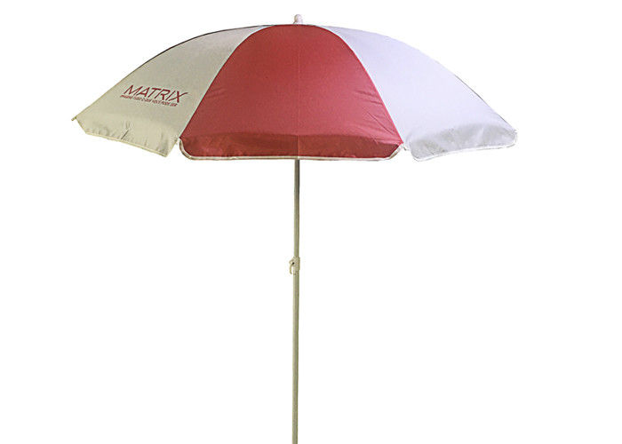 Özelleştirilmiş Logo Tasarımı Taşınabilir Plaj Şemsiyesi 3.00mm Kaburga Polyester Kumaş Tedarikçi