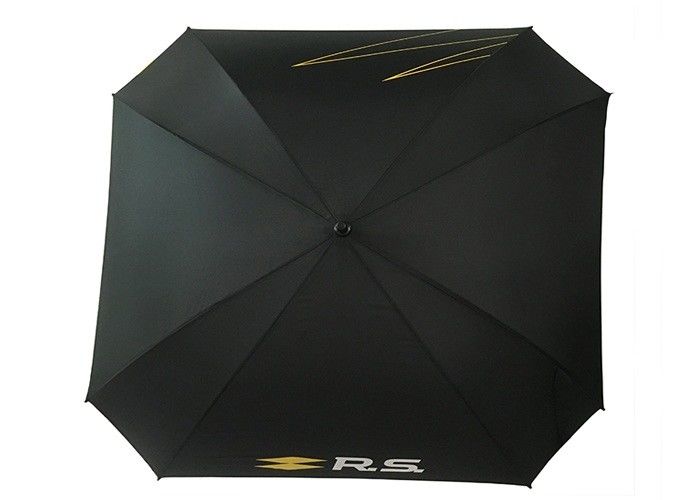 Siyah baskılı Golf şemsiye kare şekli fiberglas kaburga kauçuk sap Tedarikçi